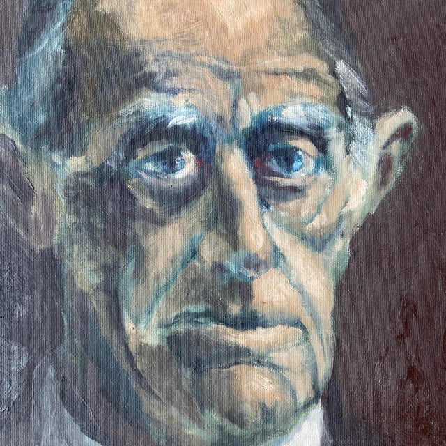 Incredible expressive portrait painting of an older gentleman on canvas with vintage hand made frame. Beautiful detail and...