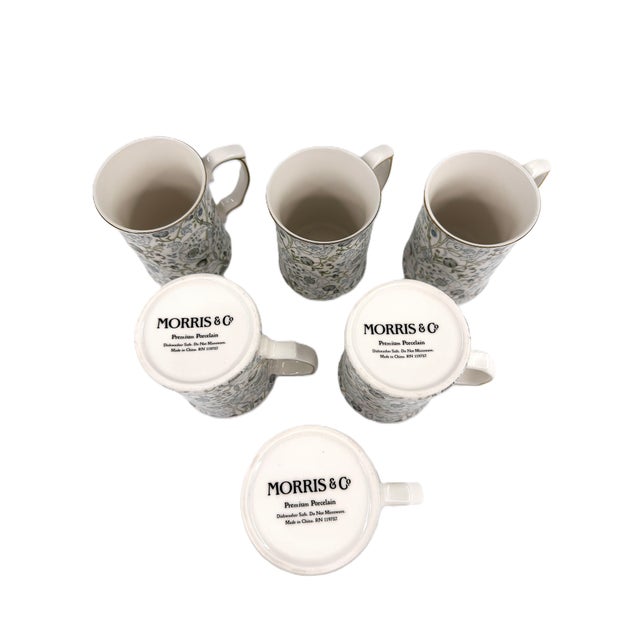 Ceramic Morris & Co Botanical Porcelain Mugs Featuring the "Lodden" Floral Design by William Morris - Set of 6 For Sale - Image 7 of 7