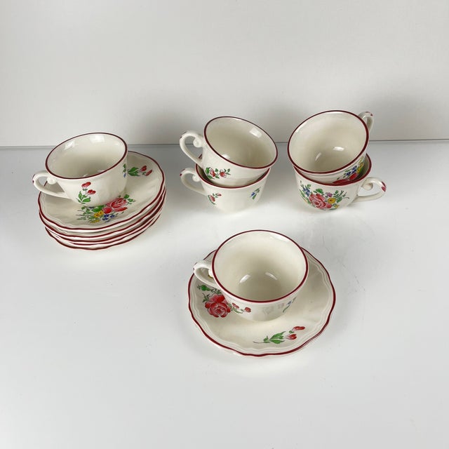 Vintage Coffee Cups with Saucers in Streetlight Pattern from KG Lunéville, 1950s, Set of 6 For Sale - Image 4 of 13