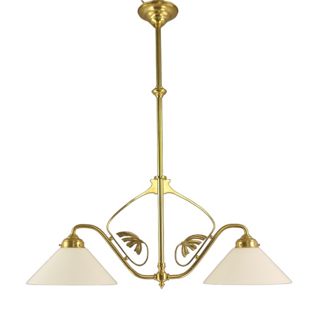 Viennese Art Nouveau Pendant Lamp with Opal Shades, 1920s For Sale