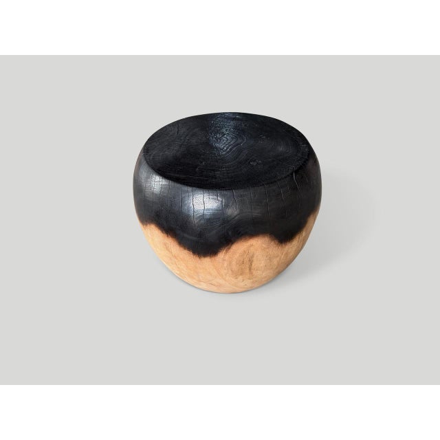 Contemporary Andrianna Shamaris Drum Shape Two Tone Side Table For Sale - Image 3 of 5