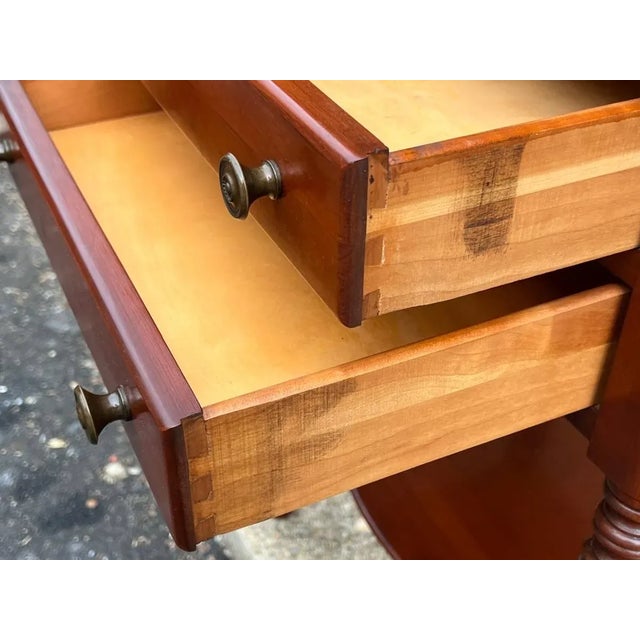 Mid 20th Century Pair Solid Cherry Willett Furniture Colonial House 2 Drawers Bedside Tables, Circa 1950s For Sale - Image 5 of 12