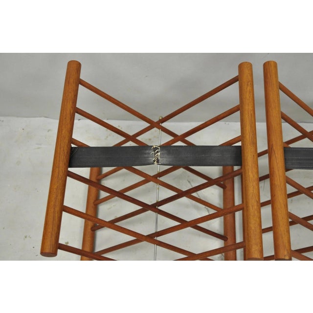 Mid Century Danish Modern Mandalay Teak Folding Campaign Style Side Tables Pair For Sale - Image 15 of 18