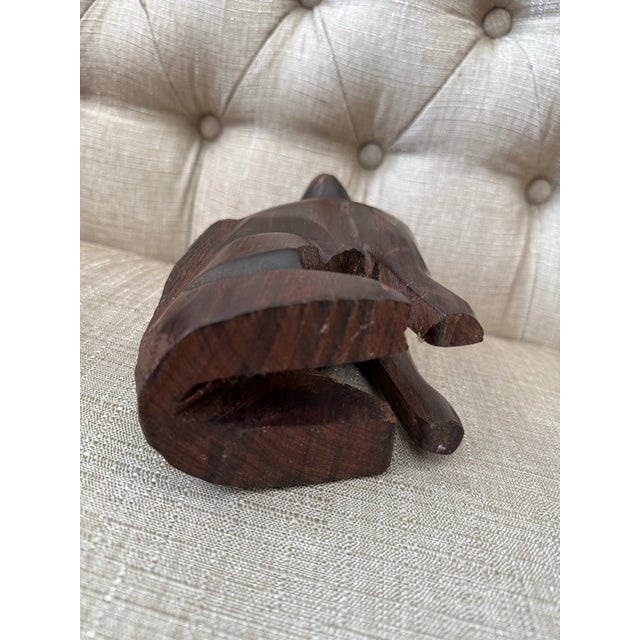 Hand-Carved Wooden Cat Figurine For Sale In New York - Image 6 of 12
