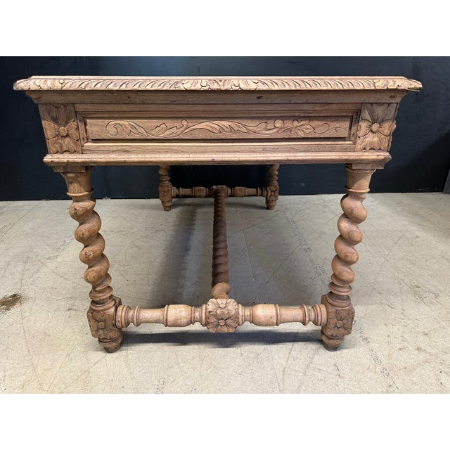 Brown French Bleached Oak Writing Desk, 1860 For Sale - Image 8 of 16