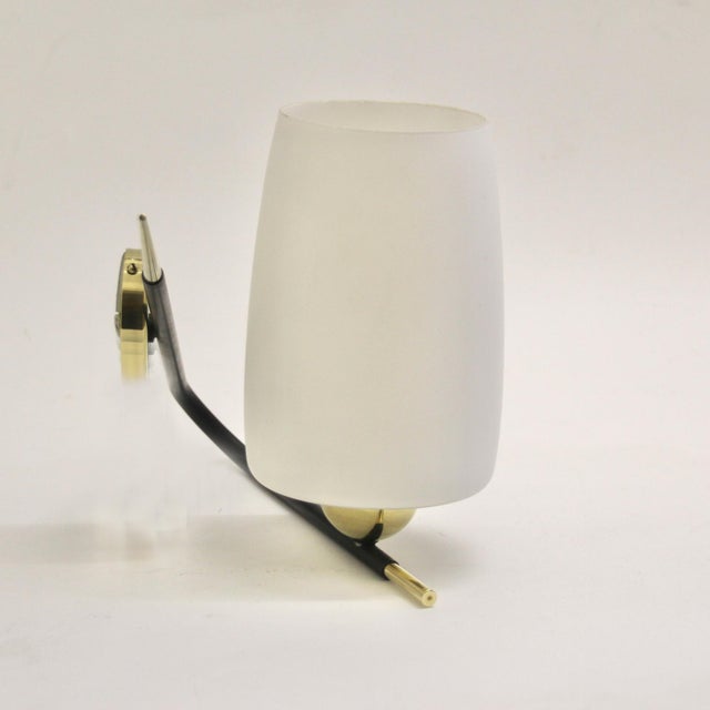 Black Large French Wall Lamps from Arlus, 1950s, Set of 2 For Sale - Image 8 of 9