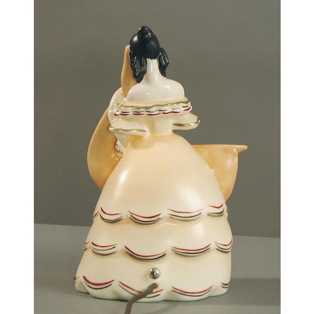 Art Deco 1920s French Art Deco Lady and Her Doe Night Light or Accent Lamp by Limoges For Sale - Image 3 of 6