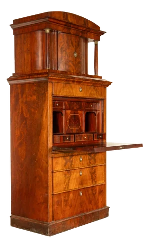 Antique Austrian Biedermeier Mahogany Secretary Desk Tabernacle Cabinet 1820