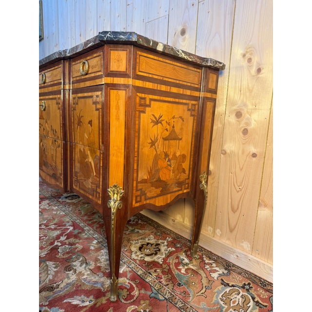 Metal Transitional Style Chest of Drawers with Oriental Marquetry, 1920s For Sale - Image 7 of 10