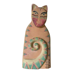 Vintage Don Freedman Hand Carved Wood and Painted Cat Sculpture