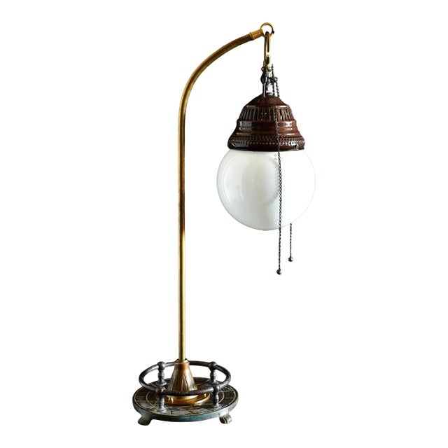 19th Century Industrial Welsbach Gas Table Lamp For Sale