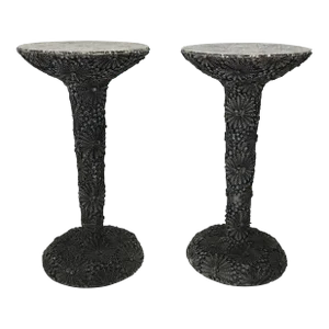 1980s Handcrafted Sea Shell Encrusted Pedestals - a Pair