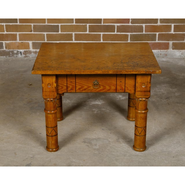 English English 1880s Pine Coffee Table With Lotiform Style Legs and Single Drawer For Sale - Image 3 of 14