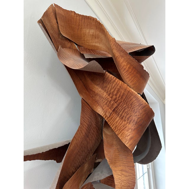 Modern Leon Dickey Signed 2016 African Wood Veneer Abstract Wall Sculpture, 5 Ft For Sale - Image 3 of 15
