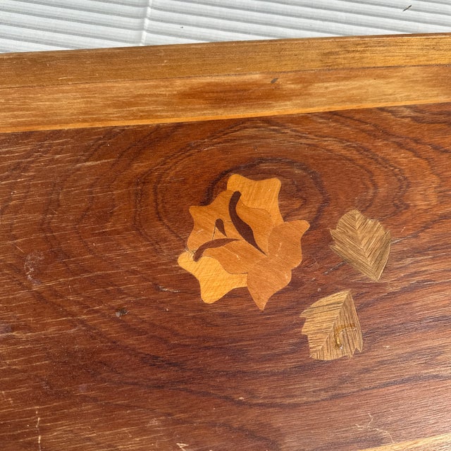 1970s 1970s Lightweight Wooden Tray With Floral Accents For Sale - Image 5 of 9