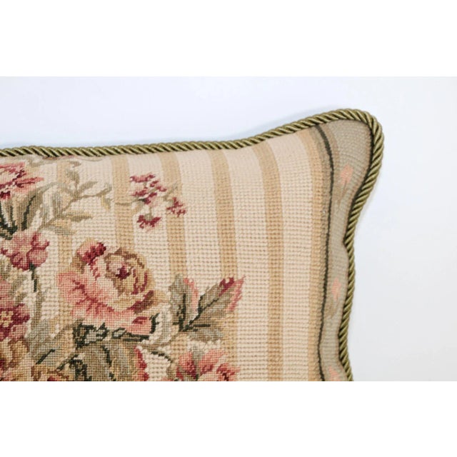 Textile Vintage French Aubusson Tapestry Style Needlepoint Lumbar Pillow For Sale - Image 7 of 13
