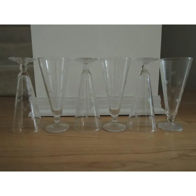Anchor Hocking Frosted Coin Dot Etched 6 Pilsner 9 oz Clear Glass Footed Tumblers. Perfect for gift-giving. Vintage...