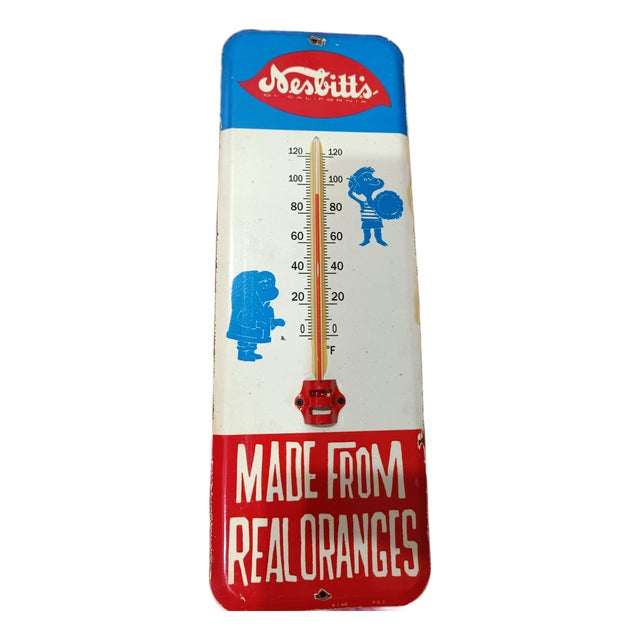 Premium Vintage Style Nesbitt's of California Orange Soda Advertising Thermometer Sign For Sale
