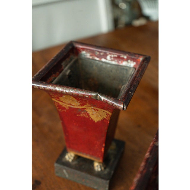 Metal Enamelled Metal Flower Holders, France, 19th Century, Set of 2 For Sale - Image 7 of 9