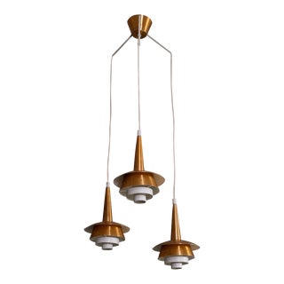 Danish Three-Armed Copper Ceiling light, 1960s For Sale