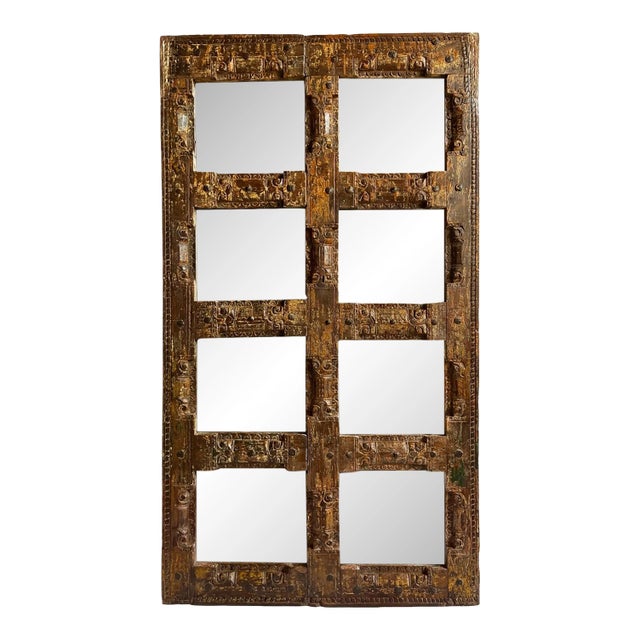 Vintage Carved Wood Door Mirror For Sale