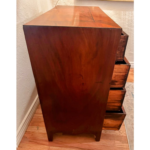 Wood Antique British Mahogany and Walnut Inlaid Chest of Drawers For Sale - Image 7 of 18