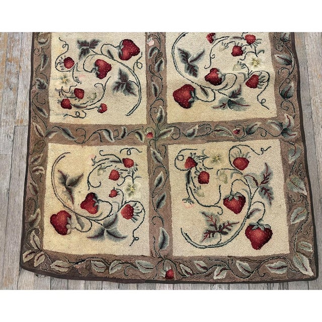Late 19th Century 1880s Beige Antique Folk Art Rustic Geometric Modern Hooked Knotted Wool Rug For Sale - Image 5 of 7