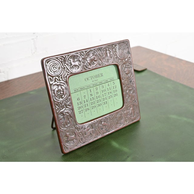 Tiffany Studios Tiffany Studios New York Zodiac Bronze Desk Calendar Holder or Picture Frame For Sale - Image 4 of 12