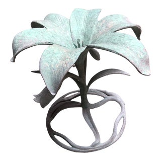 1970s Mid Century Aluminum Lily Side Table Base by Arthur Court. For Sale