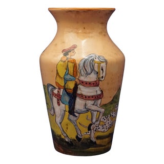 Ceramic Vase with Knight and Dalmatian attributed to Benedetta Cappa Marinetti, Rome, Italy, 1950s For Sale