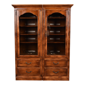 Ethan Allen French Louis Philippe Solid Carved Maple Bookcase or Media Cabinet