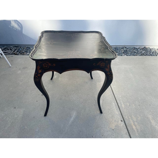 Michael Taylor 1980s Attributed to Michael Taylor Black Pavillion Side Table For Sale - Image 4 of 17