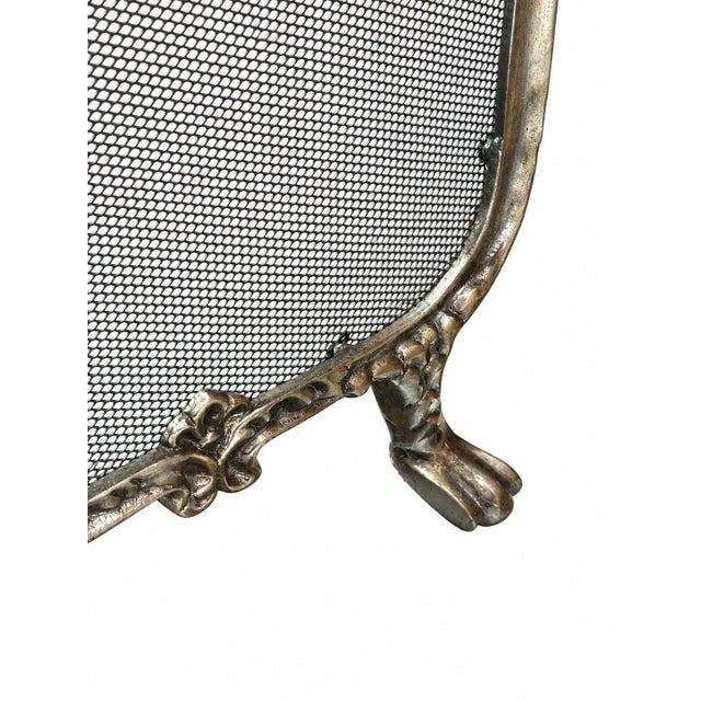 Antique French Style Three Panel Silver Cherubs Decor Metal Fireplace Screen For Sale In Pittsburgh - Image 6 of 7
