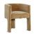 Luxe caramel color velvet upholstered arm chair. U back design with three legs. Seat height is 20" and seat depth is...