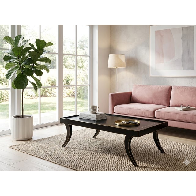 Vintage Black Slayed Legs Rectangular Low Coffee Table For Sale - Image 9 of 13