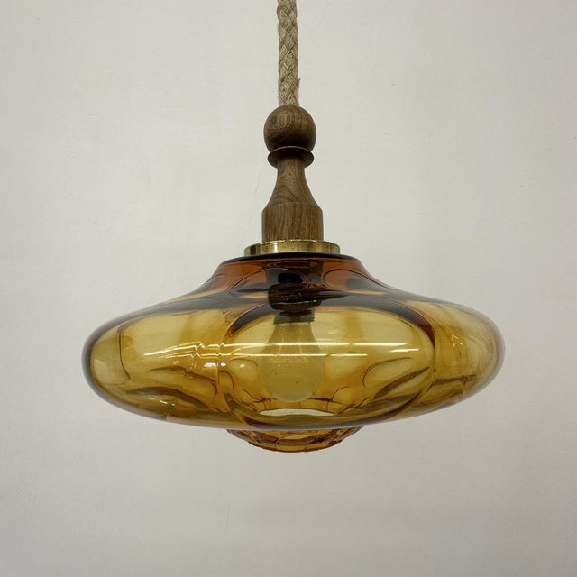 Mid-Century Glass Pendant Lamp, 1970s For Sale - Image 10 of 18