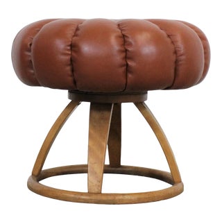 Mid-Century Modern Heywood Wakefield Champagne Vanity Ottoman/Pouf For Sale