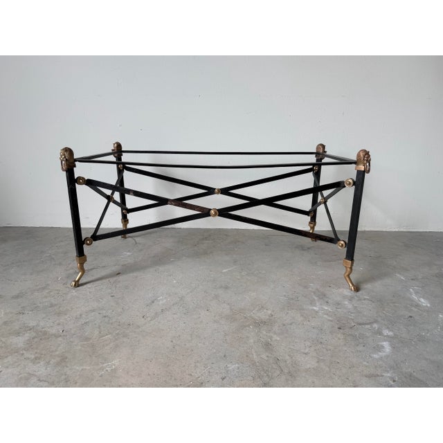 Green Hollywood Regency Neoclassical Style Green Marble & Brass Lion Head Cocktail Table For Sale - Image 8 of 12