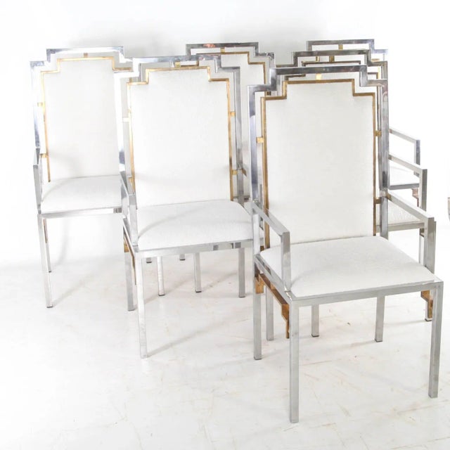 Vintage Steel and Brass Armchairs, 1970s, Set of 6 For Sale - Image 10 of 11