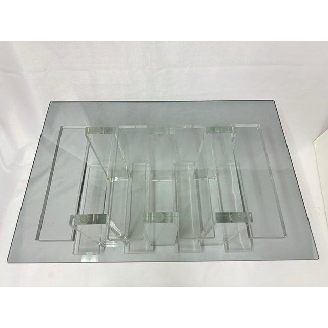 Stacked Lucite and Smoked Glass End Table For Sale - Image 11 of 12