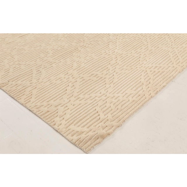 Modern Beige High-low Knotted Wool Rug by Doris Leslie Blau For Sale In New York - Image 6 of 7