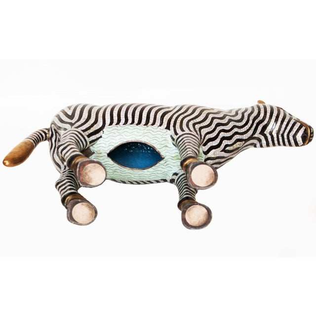 Rare XL Vintage Chinese Cloisonné Enameled Zebra Statue For Sale - Image 14 of 15