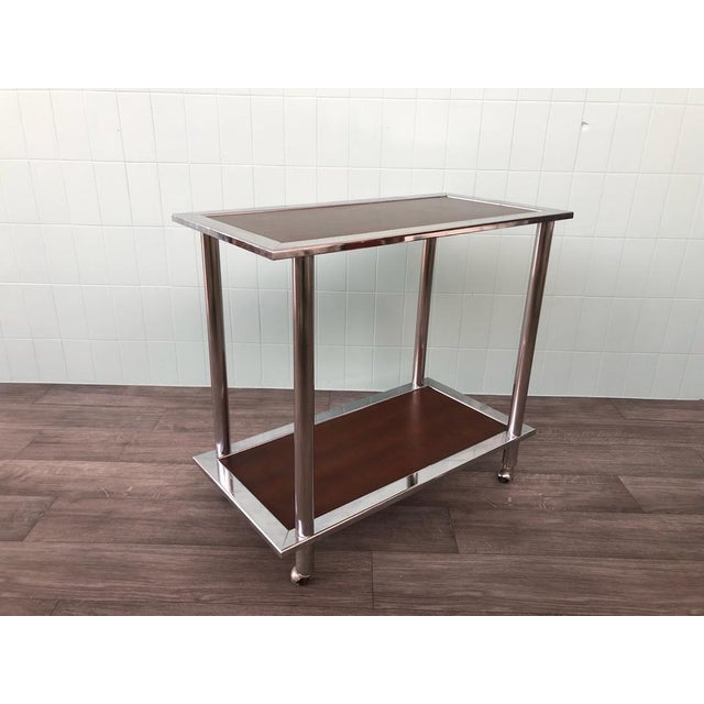 Chromed Steel & Wood Trolley, Italy, 1970s For Sale - Image 13 of 14