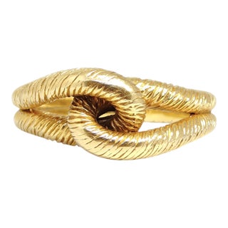 Vintage 18k Gold Double Loop Knot Ring, Size 6.75 For Sale