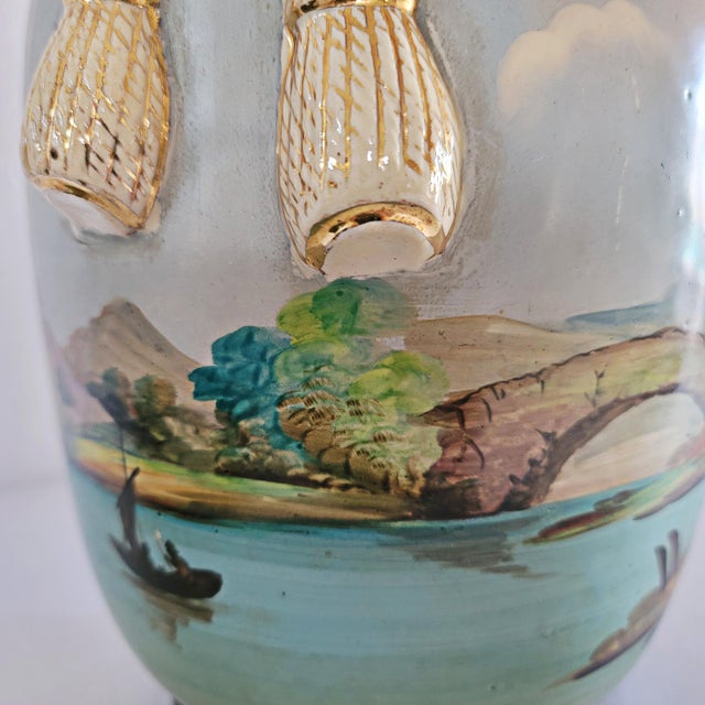 Vintage Japanese Nippon Morimura Style Gold Gilt Landscape Vase For Sale - Image 9 of 13