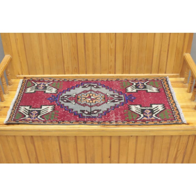 1970s Turkish Vintage Oushak Doormat Rug For Sale - Image 4 of 9