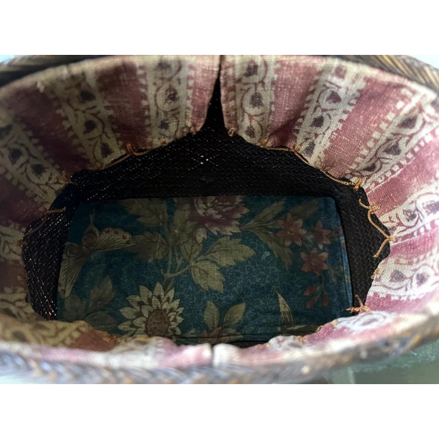 Wood Early 20th Century Japanese Suzuki Gengensai Brocade Interior Hand Basket For Sale - Image 7 of 11