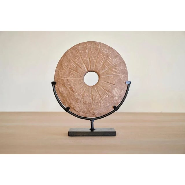 Small La Rueda del Tiempo stone sculpture by Jean-Baptiste Van den Heede Unique piece Dimensions: D 11 x W 29 x H 35 cm...