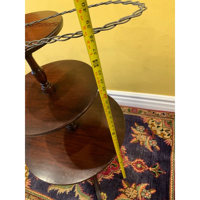 1930s Antique 3 Tier Dumb Waiter Mahogany Wood Side End Table Butler Stand 38.5” For Sale - Image 5 of 12
