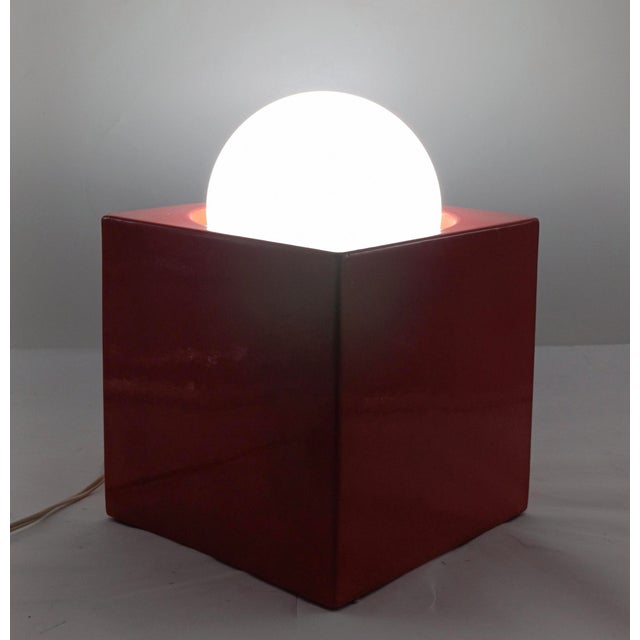 Red Red Ceramic Table Lamp by Enzo Bioli for Il Picchio, Italy, 1960s For Sale - Image 8 of 10